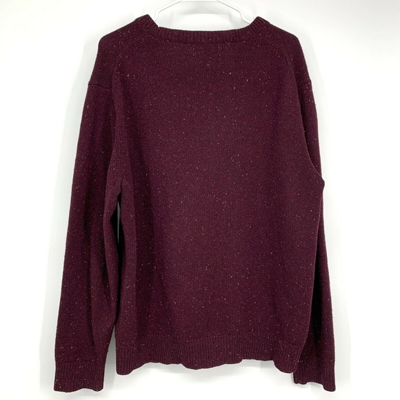 Club Monaco Mens Sweater Burgundy Marled 100% Wool Pullover Crewneck - Picture 9 of 11